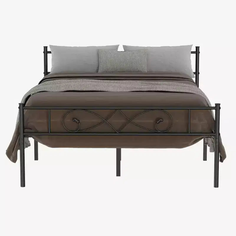 Twin Size Metal Platform Bed Frame with Fist Design Headboard & Footboard, Under Bed Storage