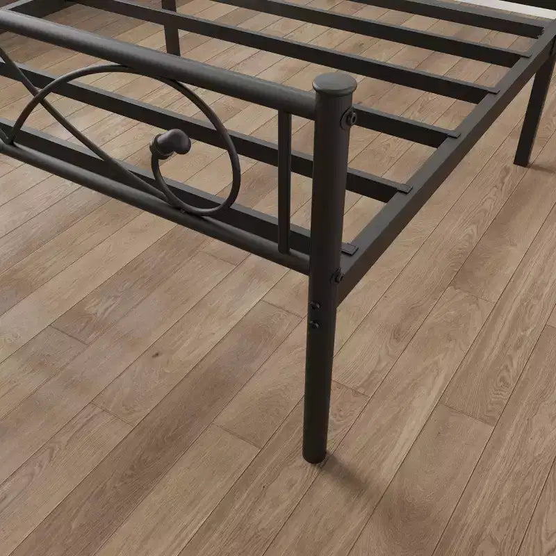Twin Size Metal Platform Bed Frame with Fist Design Headboard & Footboard, Under Bed Storage