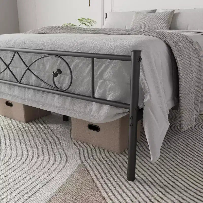 Twin Size Metal Platform Bed Frame with Fist Design Headboard & Footboard, Under Bed Storage