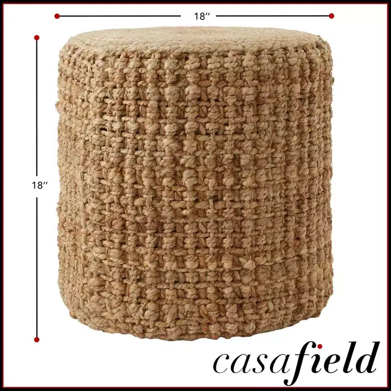 Casafield Handwoven Seagrass Pouf Ottoman, Decorative Indoor Boho Home Accent for Living Room