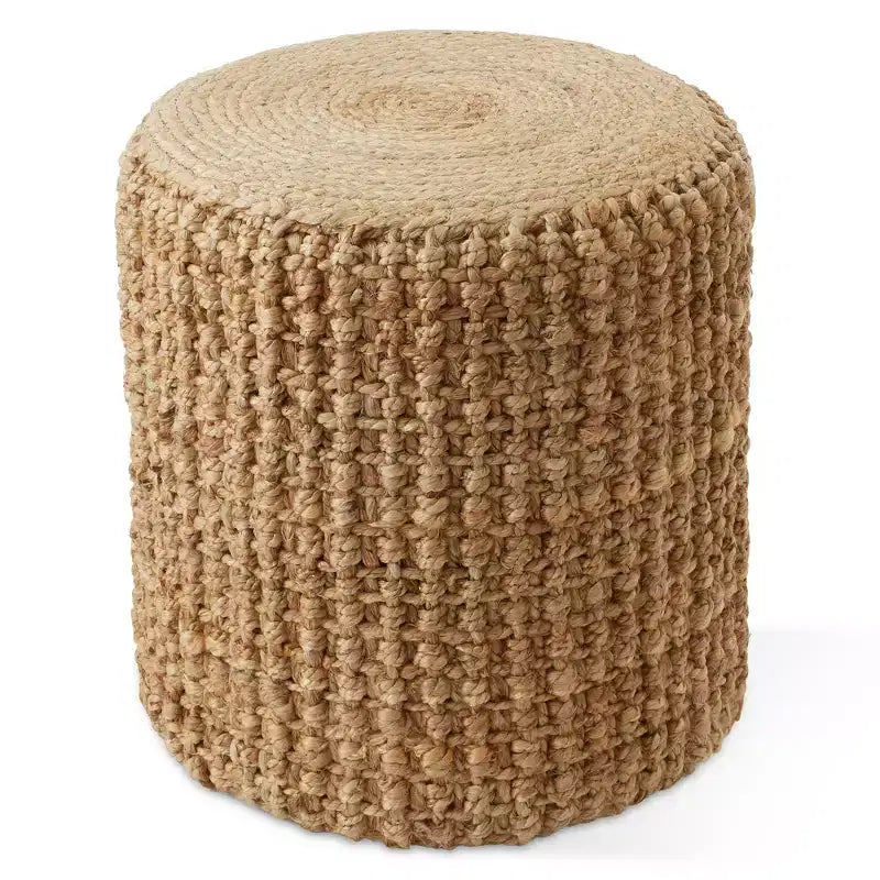 Casafield Handwoven Seagrass Pouf Ottoman, Decorative Indoor Boho Home Accent for Living Room