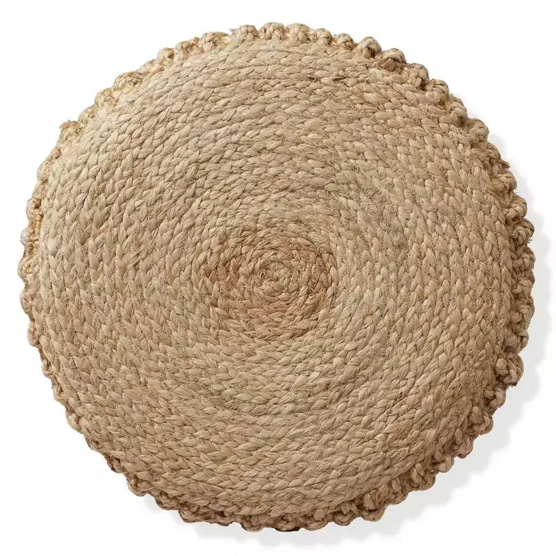 Casafield Handwoven Seagrass Pouf Ottoman, Decorative Indoor Boho Home Accent for Living Room