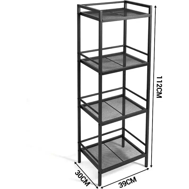 3/4-Tier Metal Standing Shelf Unit, Multifunctional Freestanding Storage Shelf, Space-Saving Organizer for Bathroom, Living Room, Bedroom, Kitchen