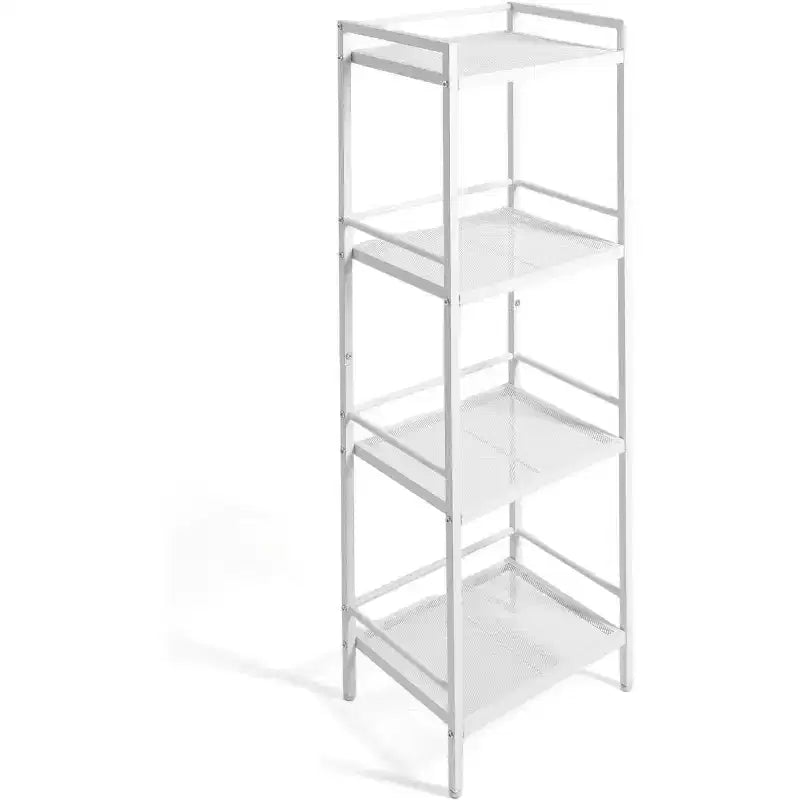 3/4-Tier Metal Standing Shelf Unit, Multifunctional Freestanding Storage Shelf, Space-Saving Organizer for Bathroom, Living Room, Bedroom, Kitchen