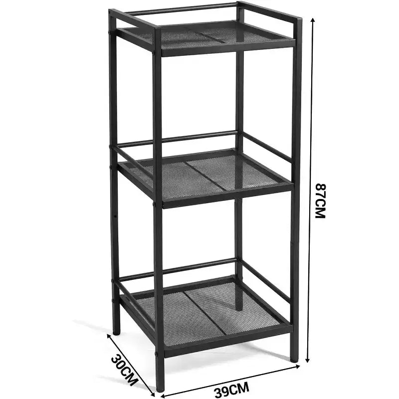 3/4-Tier Metal Standing Shelf Unit, Multifunctional Freestanding Storage Shelf, Space-Saving Organizer for Bathroom, Living Room, Bedroom, Kitchen