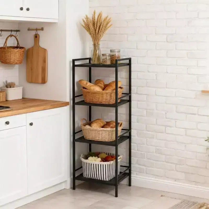 3/4-Tier Metal Standing Shelf Unit, Multifunctional Freestanding Storage Shelf, Space-Saving Organizer for Bathroom, Living Room, Bedroom, Kitchen