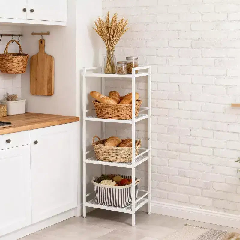 3/4-Tier Metal Standing Shelf Unit, Multifunctional Freestanding Storage Shelf, Space-Saving Organizer for Bathroom, Living Room, Bedroom, Kitchen