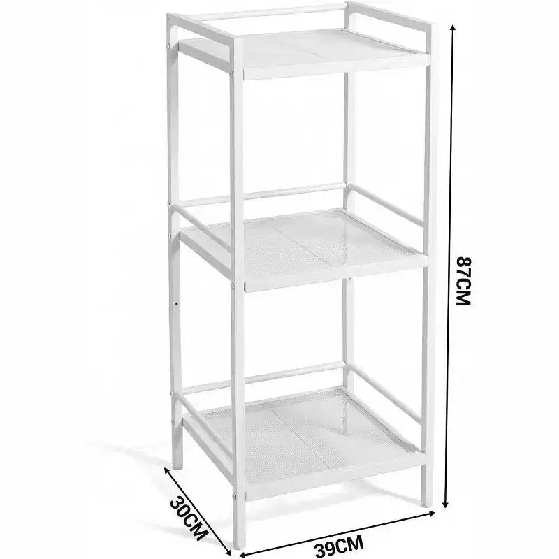 3/4-Tier Metal Standing Shelf Unit, Multifunctional Freestanding Storage Shelf, Space-Saving Organizer for Bathroom, Living Room, Bedroom, Kitchen