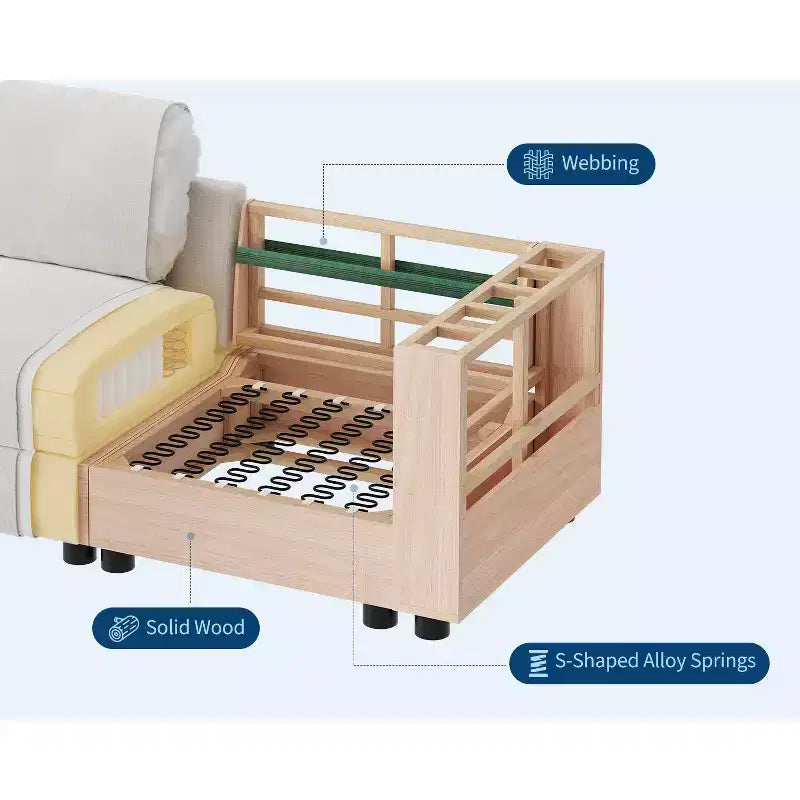 128 Modular Sectional, 9-Seater L-Shaped Sofa w/ 2 Storage Ottomans, Modern Sleeper Couch with Washable Removable Covers & Pillows