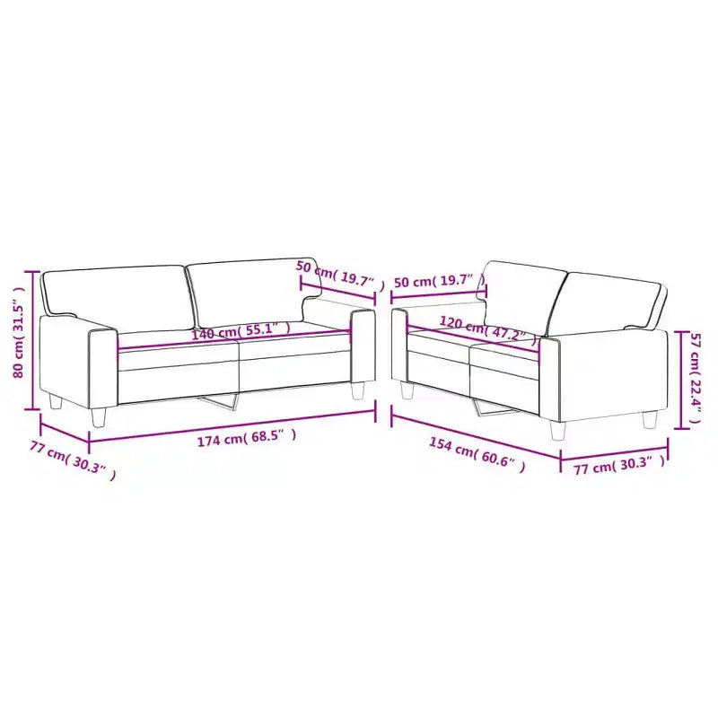 vidaXL Sofa Set Faux leather, metal, plywood 2-Seater Sofa Set
