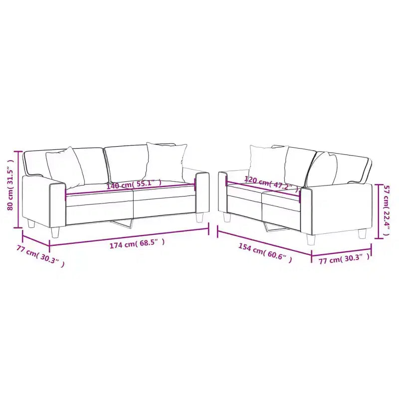 vidaXL Sofa Set Faux leather, metal, plywood 2-Seater Sofa Set