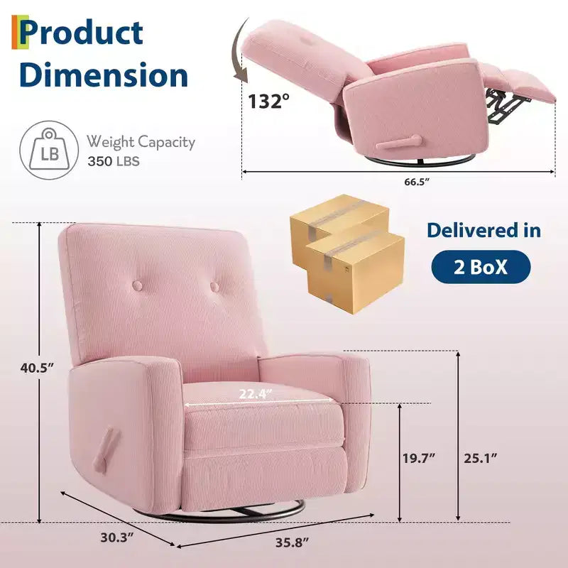 Modern 3-in-1 Swivel Glider Recliner, 360 Rocking Chair w/ Adjustable Backrest & Footrest, Upholstered Armchair for Nursery, Living Room, Bedroom