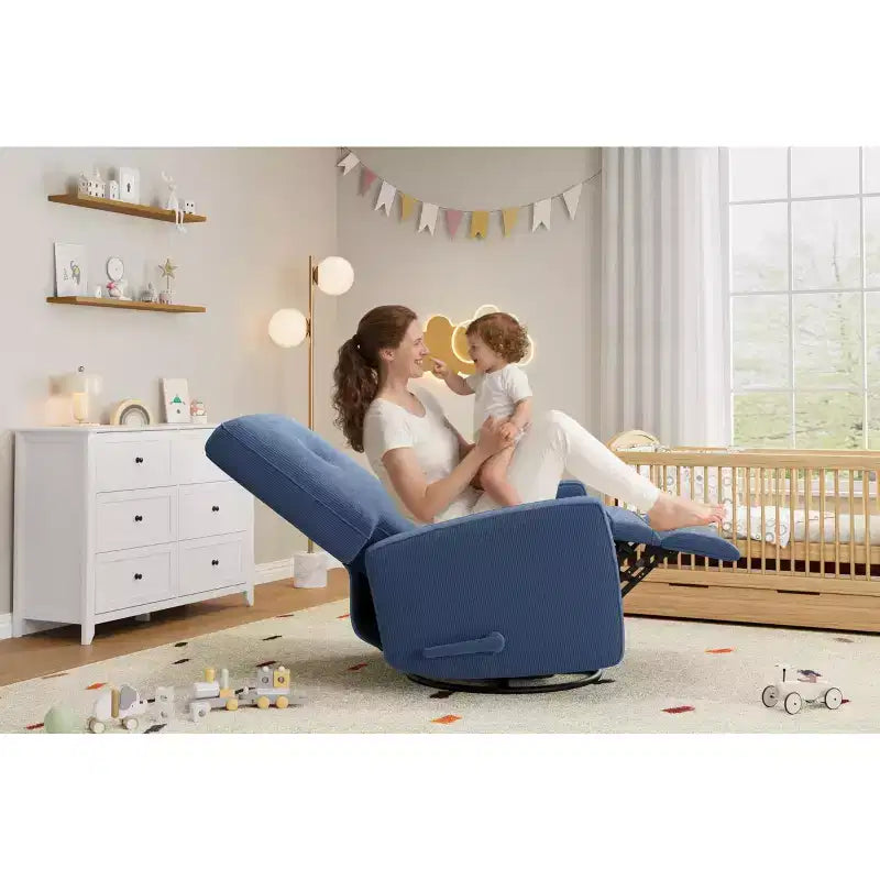 Modern 3-in-1 Swivel Glider Recliner, 360 Rocking Chair w/ Adjustable Backrest & Footrest, Upholstered Armchair for Nursery, Living Room, Bedroom