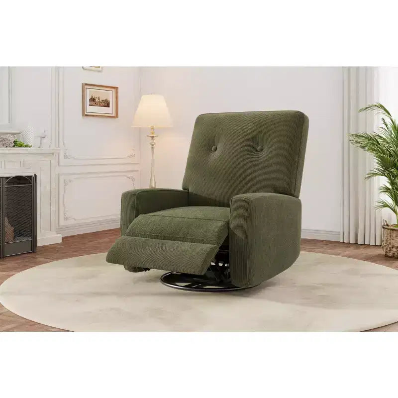Modern 3-in-1 Swivel Glider Recliner, 360 Rocking Chair w/ Adjustable Backrest & Footrest, Upholstered Armchair for Nursery, Living Room, Bedroom