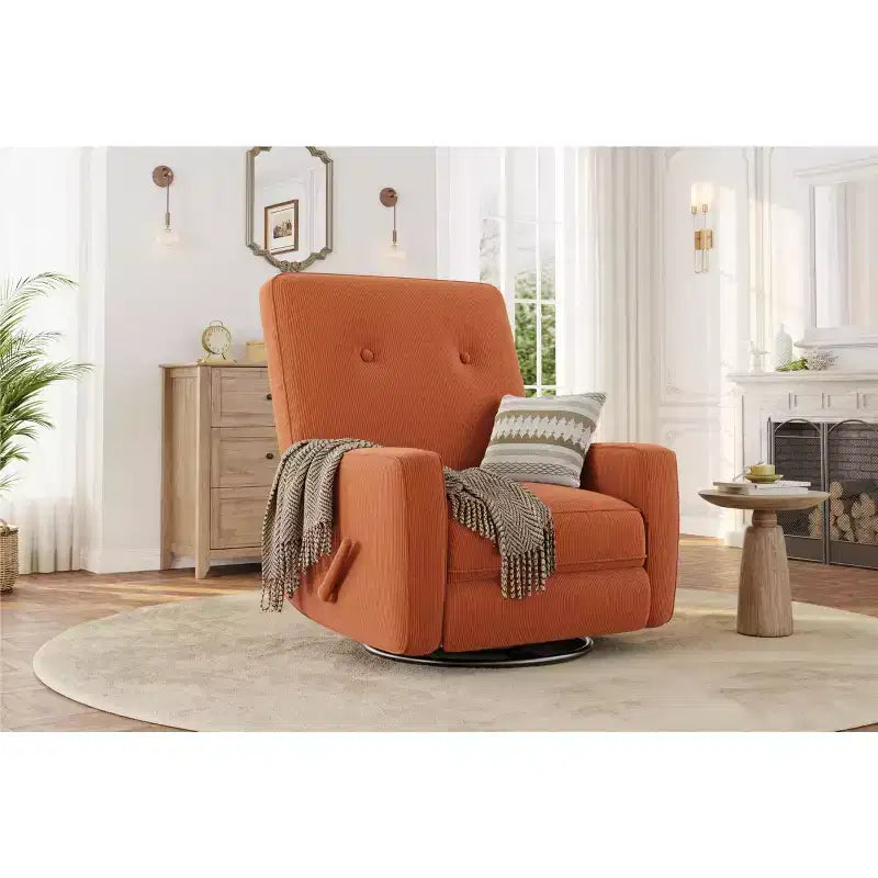 Modern 3-in-1 Swivel Glider Recliner, 360 Rocking Chair w/ Adjustable Backrest & Footrest, Upholstered Armchair for Nursery, Living Room, Bedroom