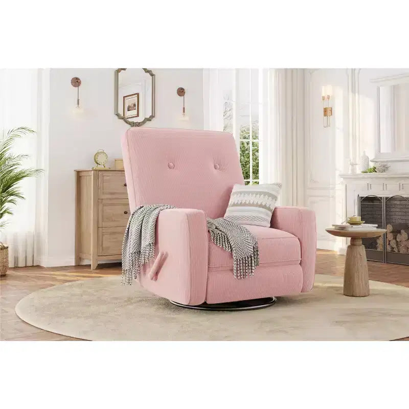 Modern 3-in-1 Swivel Glider Recliner, 360 Rocking Chair w/ Adjustable Backrest & Footrest, Upholstered Armchair for Nursery, Living Room, Bedroom