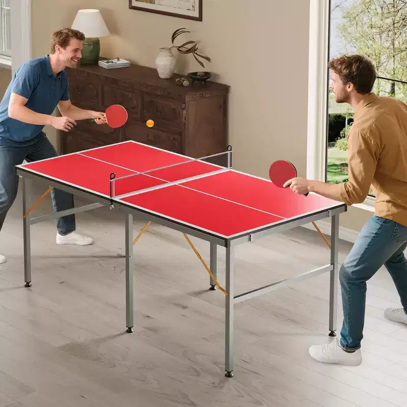 Portable Ping Pong Table,6X3 ft Professional Indoor/Outdoor Table Tennis Tables Game with Net for Adults/Teens,2 Tennis Paddles and 3 Balls