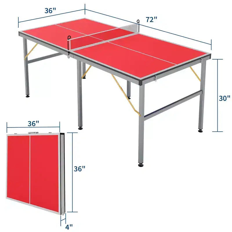 Portable Ping Pong Table,6X3 ft Professional Indoor/Outdoor Table Tennis Tables Game with Net for Adults/Teens,2 Tennis Paddles and 3 Balls