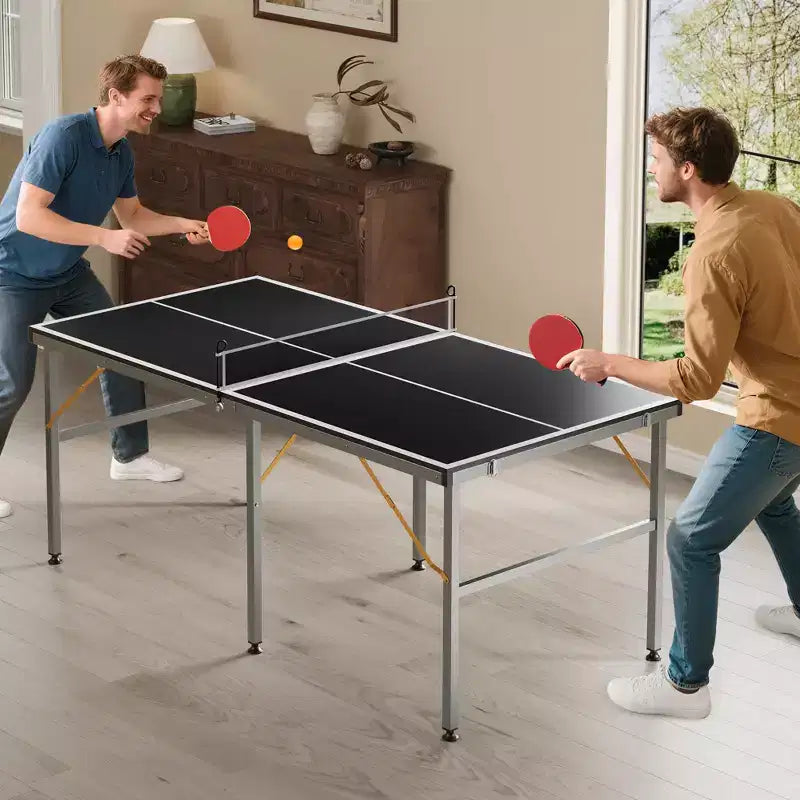 Portable Ping Pong Table,6X3 ft Professional Indoor/Outdoor Table Tennis Tables Game with Net for Adults/Teens,2 Tennis Paddles and 3 Balls