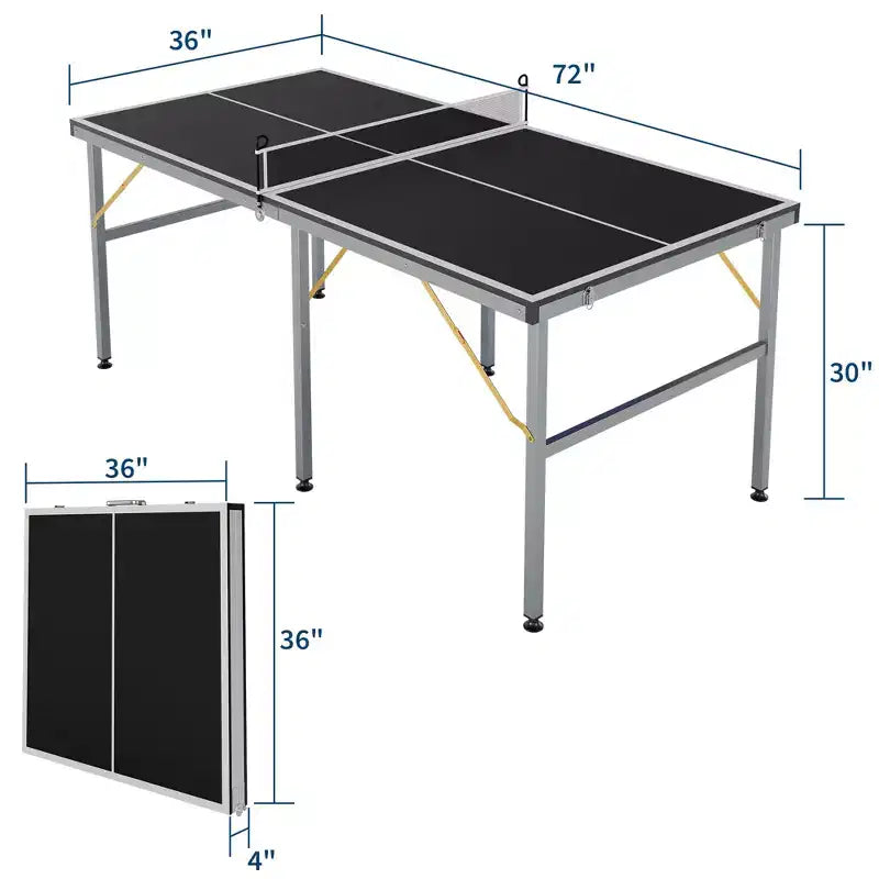 Portable Ping Pong Table,6X3 ft Professional Indoor/Outdoor Table Tennis Tables Game with Net for Adults/Teens,2 Tennis Paddles and 3 Balls