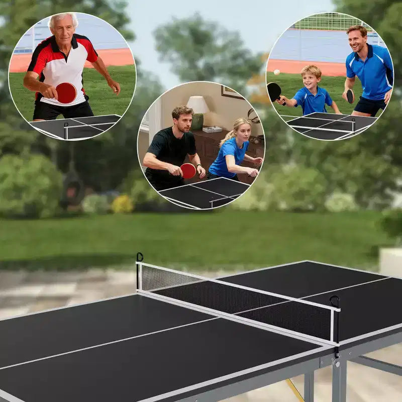Portable Ping Pong Table,6X3 ft Professional Indoor/Outdoor Table Tennis Tables Game with Net for Adults/Teens,2 Tennis Paddles and 3 Balls