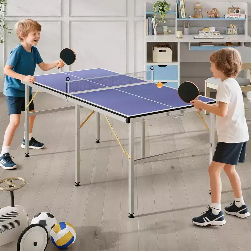 Portable Ping Pong Table,6X3 ft Professional Indoor/Outdoor Table Tennis Tables Game with Net for Adults/Teens,2 Tennis Paddles and 3 Balls