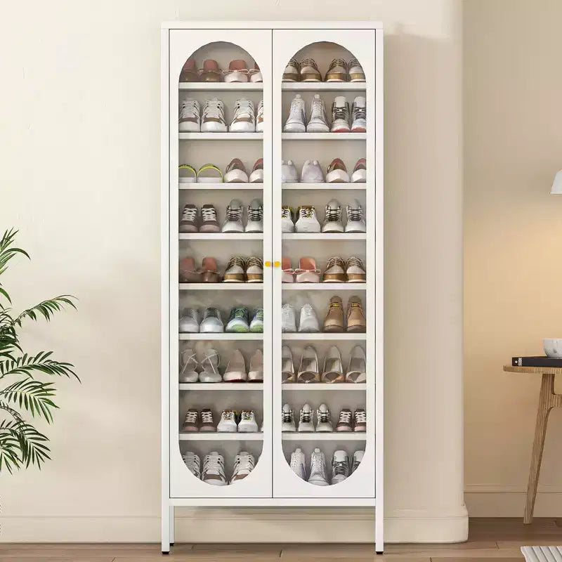 Bekrvio 9-Tier Tall Metal Shoe Cabinet with Glass Doors, Heavy Duty Freestanding Shoe Storage Rack with Adjustable Shelves, 2736 Pairs