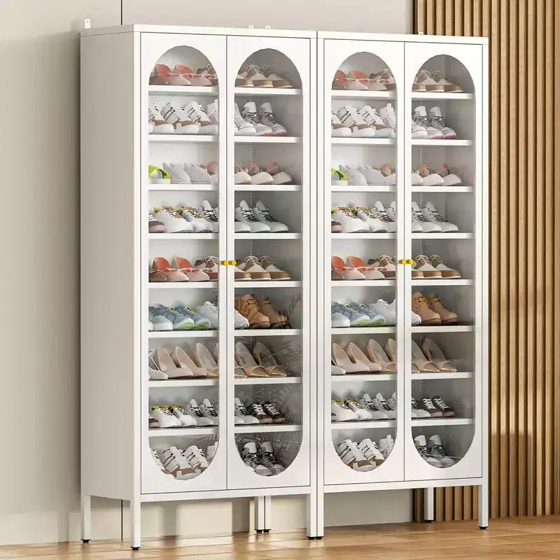 Bekrvio 9-Tier Tall Metal Shoe Cabinet with Glass Doors, Heavy Duty Freestanding Shoe Storage Rack with Adjustable Shelves, 2736 Pairs
