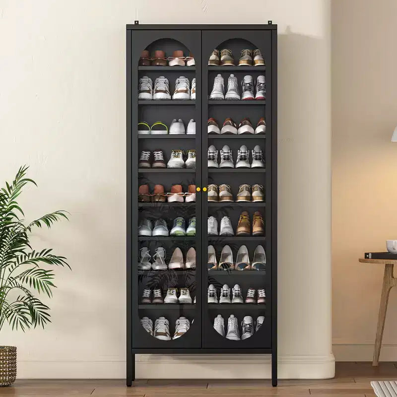 Bekrvio 9-Tier Tall Metal Shoe Cabinet with Glass Doors, Heavy Duty Freestanding Shoe Storage Rack with Adjustable Shelves, 2736 Pairs