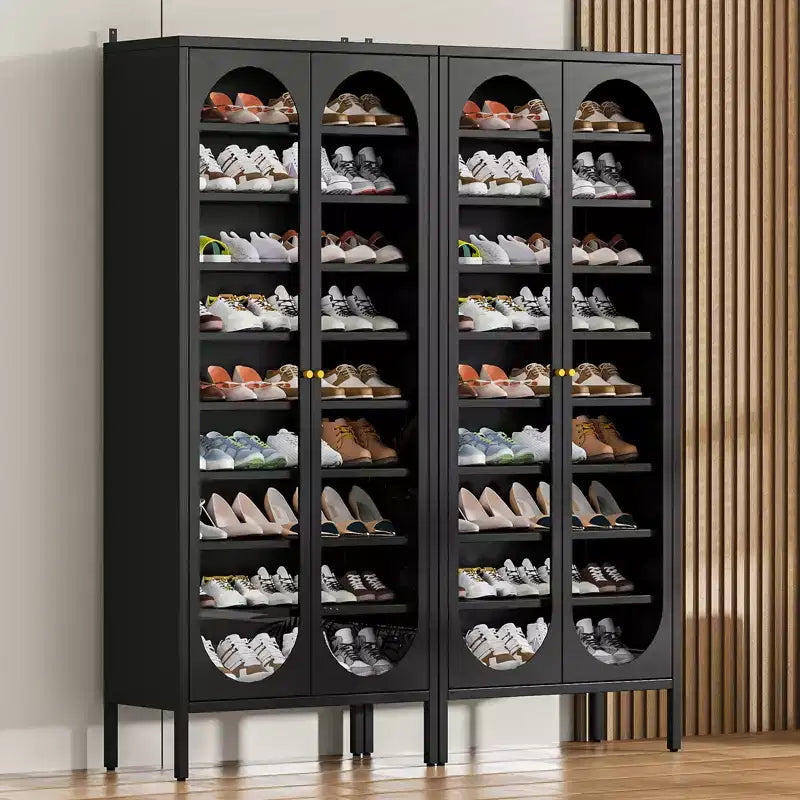 Bekrvio 9-Tier Tall Metal Shoe Cabinet with Glass Doors, Heavy Duty Freestanding Shoe Storage Rack with Adjustable Shelves, 2736 Pairs