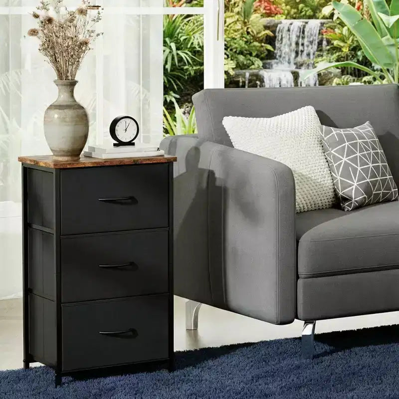Slim 3-Drawer Dresser  Modern Compact Storage Cabinet with Removable Fabric Bins  Space-Saving Organizer for Bedroom, Closet, Apartment