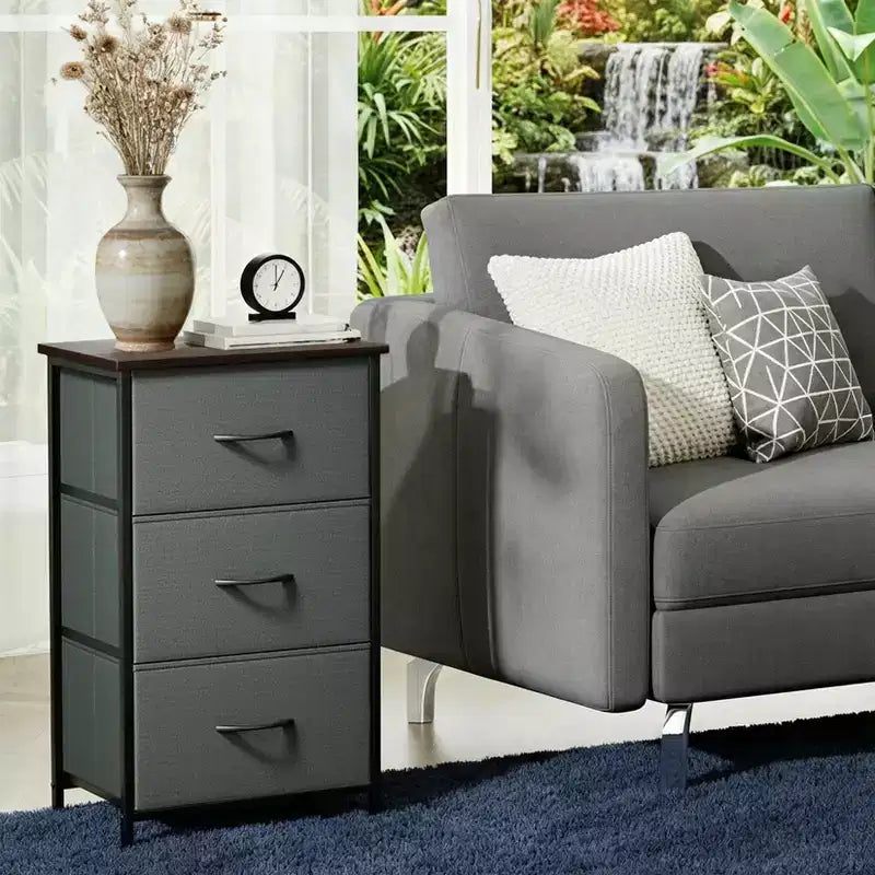 Slim 3-Drawer Dresser  Modern Compact Storage Cabinet with Removable Fabric Bins  Space-Saving Organizer for Bedroom, Closet, Apartment