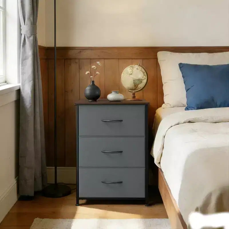 Slim 3-Drawer Dresser  Modern Compact Storage Cabinet with Removable Fabric Bins  Space-Saving Organizer for Bedroom, Closet, Apartment