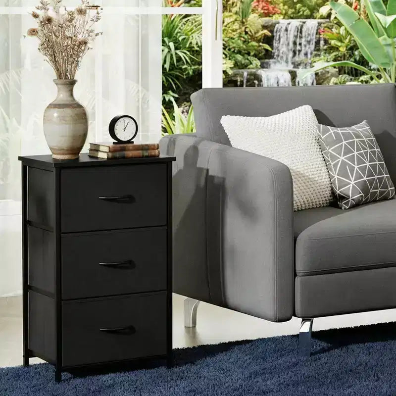 Slim 3-Drawer Dresser  Modern Compact Storage Cabinet with Removable Fabric Bins  Space-Saving Organizer for Bedroom, Closet, Apartment