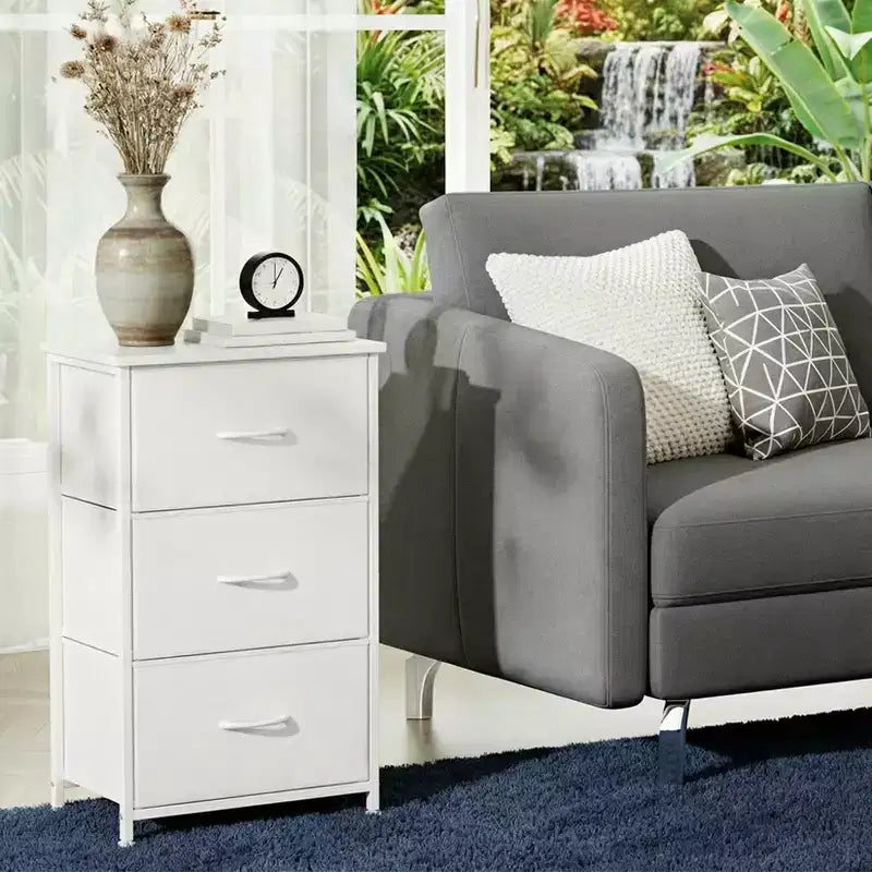 Slim 3-Drawer Dresser  Modern Compact Storage Cabinet with Removable Fabric Bins  Space-Saving Organizer for Bedroom, Closet, Apartment