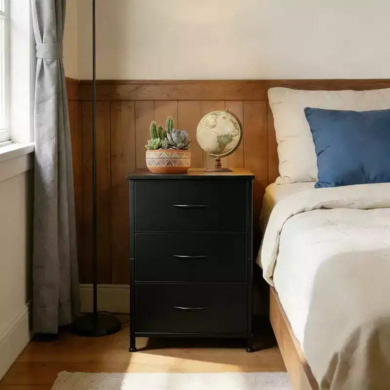 Slim 3-Drawer Dresser  Modern Compact Storage Cabinet with Removable Fabric Bins  Space-Saving Organizer for Bedroom, Closet, Apartment