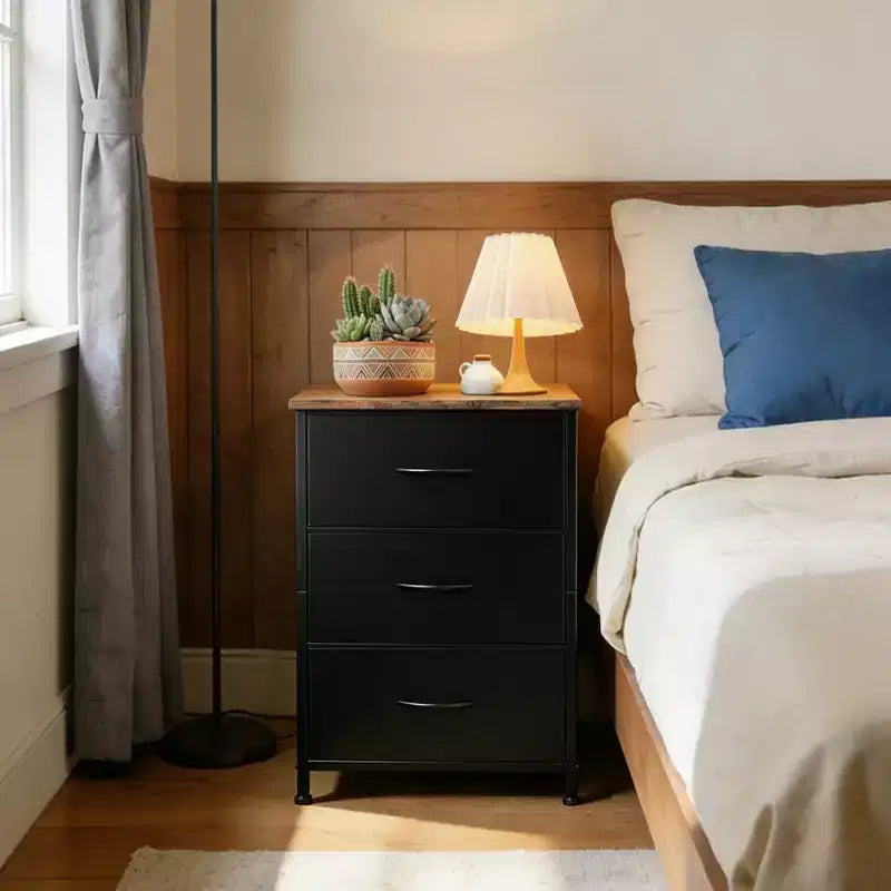 Slim 3-Drawer Dresser  Modern Compact Storage Cabinet with Removable Fabric Bins  Space-Saving Organizer for Bedroom, Closet, Apartment
