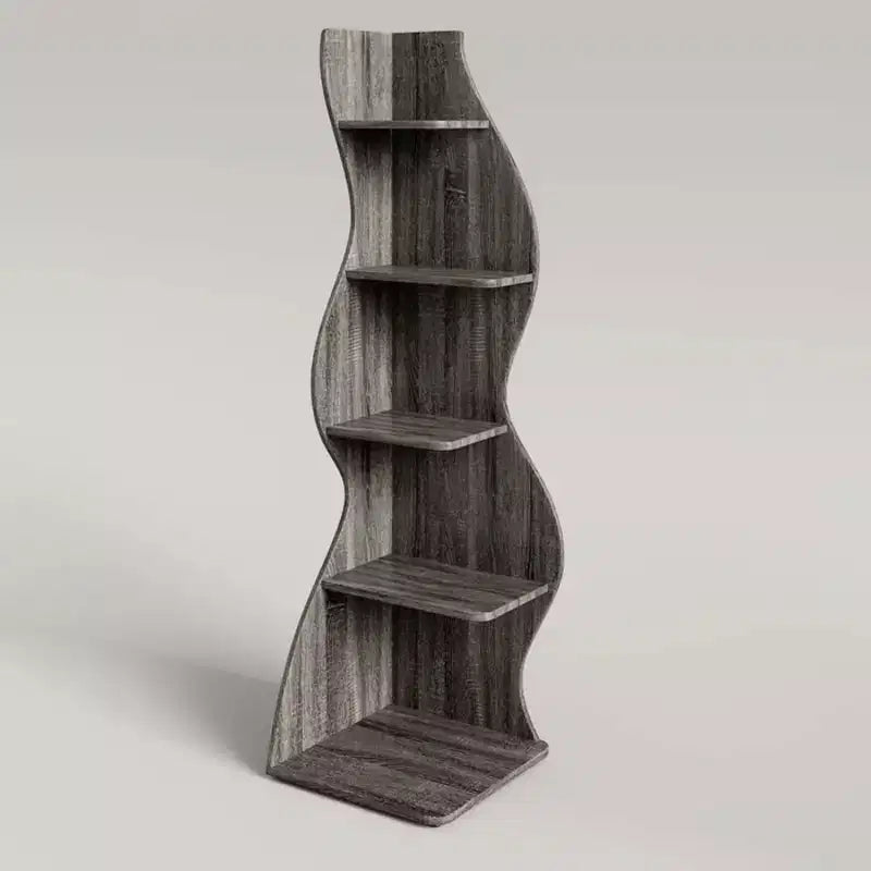 NAYSAYE Stylish Corner Bookshelf 5 Tier Universal Display Shelf Modern Wood Storage Rack for Living Room Office, 19.7*18.91*70.53