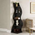 NAYSAYE Stylish Corner Bookshelf 5 Tier Universal Display Shelf Modern Wood Storage Rack for Living Room Office, 19.7*18.91*70.53