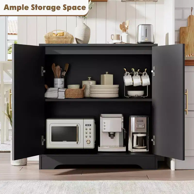 30 Sideboard Buffet Cabinet with 2 Rattan Doors,Large Storage Console Table,Modern Coffee Bar Cabinet for Living Room,Dining Room,Hallway,Entryway