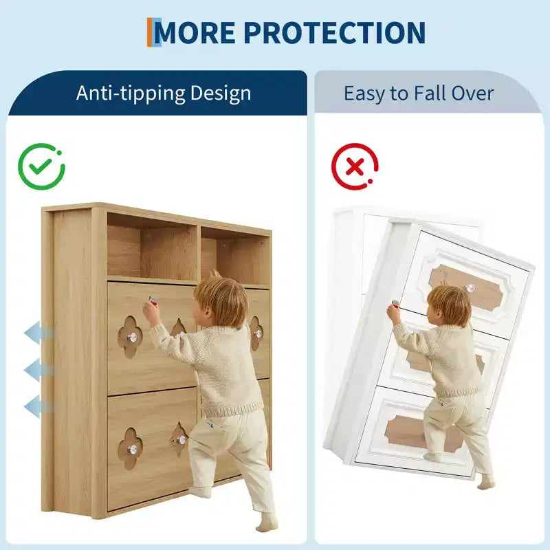 Shoe Storage Cabinet with Adjustable Shelves, Flower Pattern & Diamond Handle, Freestanding Slim Shoe Storage