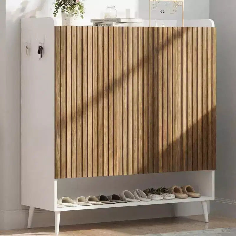 Shoe Cabinet, 30 Pairs Rattan Storage for Entryway, 6-Tier Tall Farmhouse Cabinet With Doors for Hallway Closet