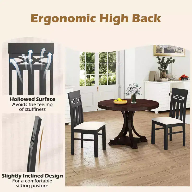 Costway Dining Chairs Set of 2/4, High Back Dining Room Chairs with Padded Seat for Kitchen