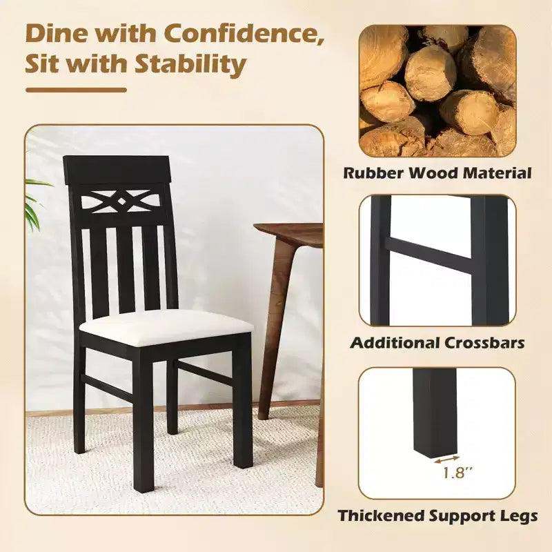 Costway Dining Chairs Set of 2/4, High Back Dining Room Chairs with Padded Seat for Kitchen