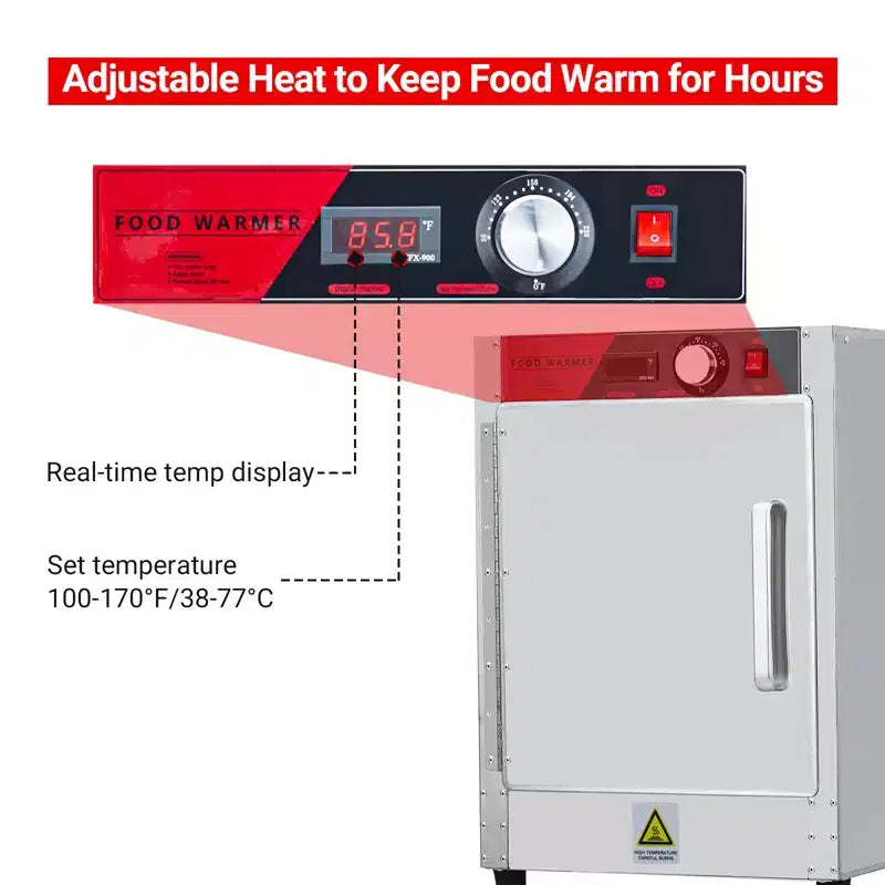 4-Tier Hot Box Food Warmer, 850W Stainless Steel Heated Cabinet with Water Tray, Fits 1/1 Pans, Commercial Proofing Cabinetfor Pizza, Chicken, Pastry