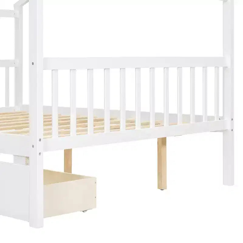 Luxystar Modern Full Size Wood House Bed with 2 Drawers and Headboards