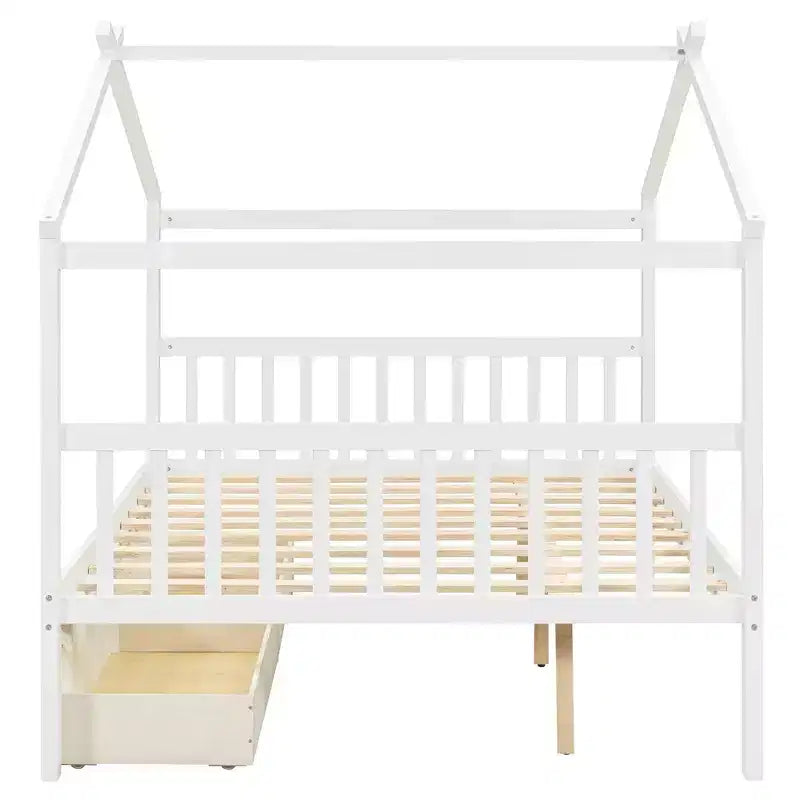 Luxystar Modern Full Size Wood House Bed with 2 Drawers and Headboards