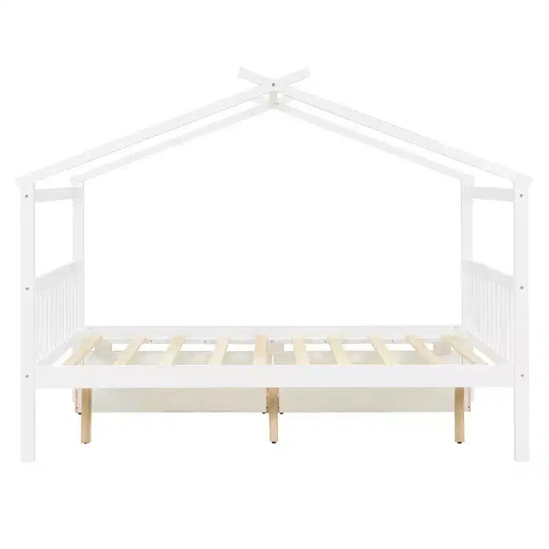 Luxystar Modern Full Size Wood House Bed with 2 Drawers and Headboards