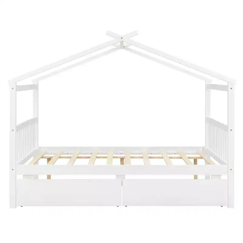 Luxystar Modern Full Size Wood House Bed with 2 Drawers and Headboards