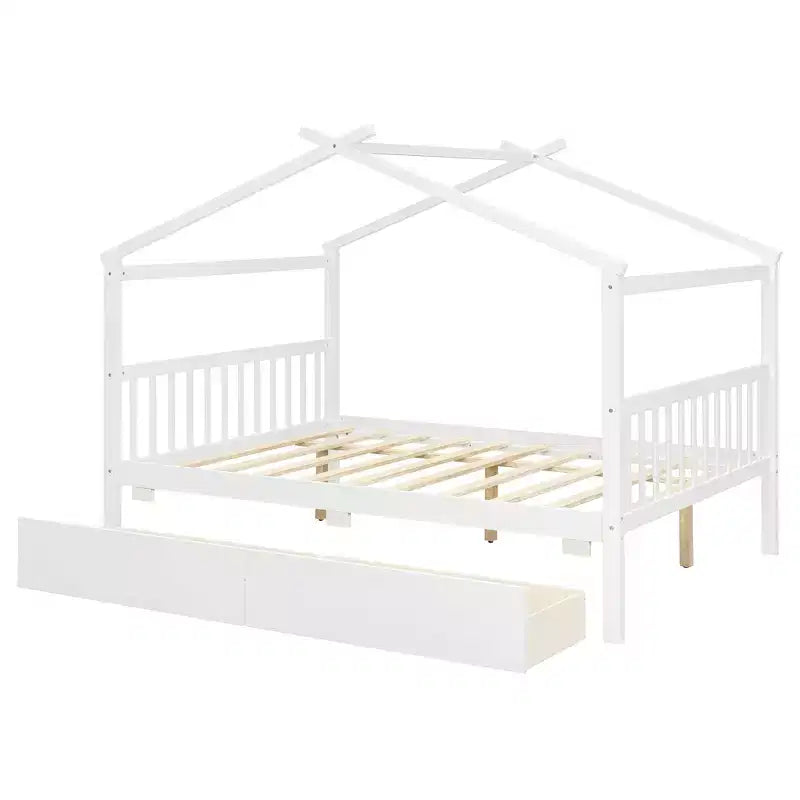 Luxystar Modern Full Size Wood House Bed with 2 Drawers and Headboards